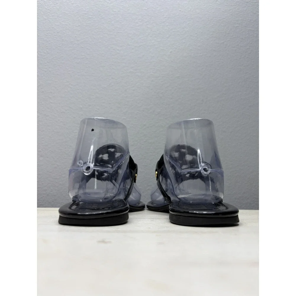 Tory Burch Miller Black Patent Leather Sandal Thong Size 8.5